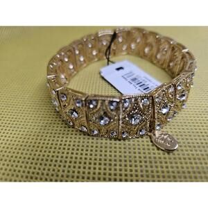 New - Cookie Lee Gold Tone Multi Crystal Rhinestone Stretch Bracelet -NWT in bag